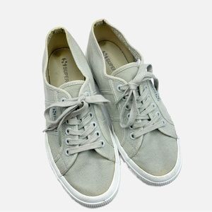 Superga classic gray canvas lace up sneakers 39/8